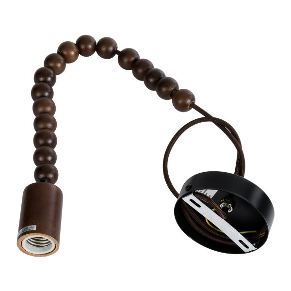 BEADS 00694 Vintage Κρεμαστό Φωτιστικό Ανάρτηση Μονόφωτο 1 x E27 IP20 Καφέ Ξύλο - Μ4 x Π4 x Υ47cm - Image 3