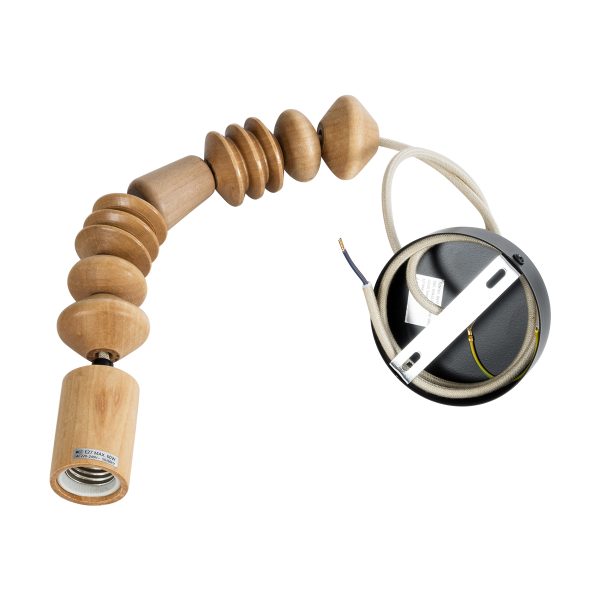 BEADS 00697 Vintage Κρεμαστό Φωτιστικό Ανάρτηση Μονόφωτο 1 x E27 IP20 Μπεζ Ξύλο - Μ5 x Π5 x Υ33cm - Image 3