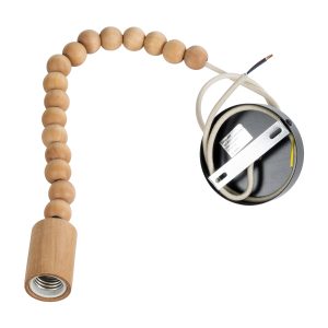 BEADS 00698 Vintage Κρεμαστό Φωτιστικό Ανάρτηση Μονόφωτο 1 x E27 IP20 Μπεζ Ξύλο – Μ4 x Π4 x Υ47cm