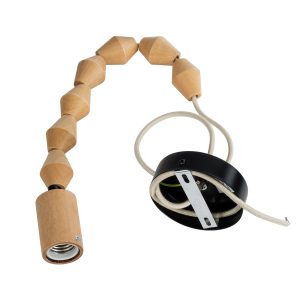 BEADS 00699 Vintage Κρεμαστό Φωτιστικό Ανάρτηση Μονόφωτο 1 x E27 IP20 Μπεζ Ξύλο – Μ4 x Π4 x Υ43cm