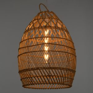 TAHITI 00710 Boho Κρεμαστό Φωτιστικό Πλέγμα Μονόφωτο 1 x E27 IP20 Μπεζ Ξύλο – Μ38 x Π38 x Υ50cm
