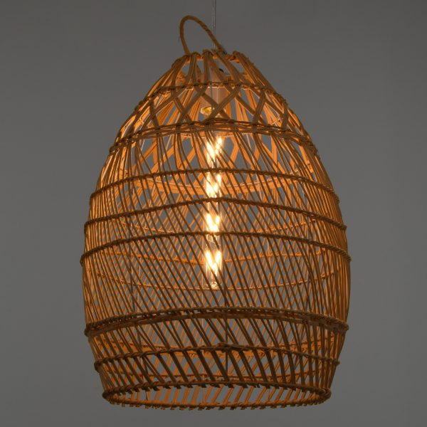 TAHITI 00710 Boho Κρεμαστό Φωτιστικό Πλέγμα Μονόφωτο 1 x E27 IP20 Μπεζ Ξύλο - Μ38 x Π38 x Υ50cm - Image 2