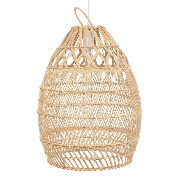TAHITI 00710 Boho Κρεμαστό Φωτιστικό Πλέγμα Μονόφωτο 1 x E27 IP20 Μπεζ Ξύλο - Μ38 x Π38 x Υ50cm - Image 5