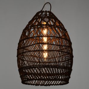 TAHITI 00711 Boho Κρεμαστό Φωτιστικό Πλέγμα Μονόφωτο 1 x E27 IP20 Καφέ Ξύλο – Μ38 x Π38 x Υ50cm