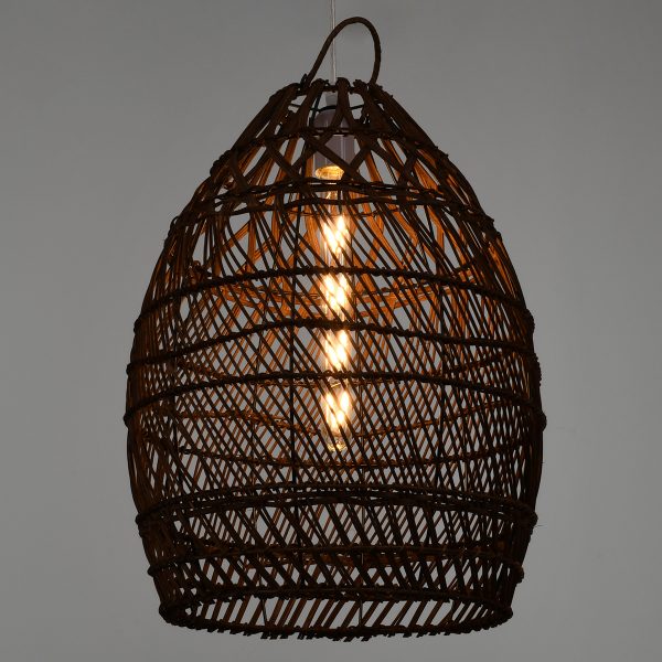 TAHITI 00711 Boho Κρεμαστό Φωτιστικό Πλέγμα Μονόφωτο 1 x E27 IP20 Καφέ Ξύλο - Μ38 x Π38 x Υ50cm - Image 2