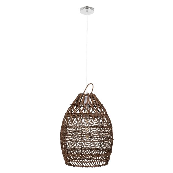 TAHITI 00711 Boho Κρεμαστό Φωτιστικό Πλέγμα Μονόφωτο 1 x E27 IP20 Καφέ Ξύλο - Μ38 x Π38 x Υ50cm - Image 3