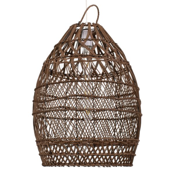 TAHITI 00711 Boho Κρεμαστό Φωτιστικό Πλέγμα Μονόφωτο 1 x E27 IP20 Καφέ Ξύλο - Μ38 x Π38 x Υ50cm - Image 4