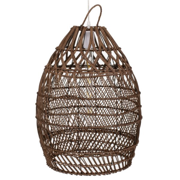 TAHITI 00711 Boho Κρεμαστό Φωτιστικό Πλέγμα Μονόφωτο 1 x E27 IP20 Καφέ Ξύλο - Μ38 x Π38 x Υ50cm - Image 5