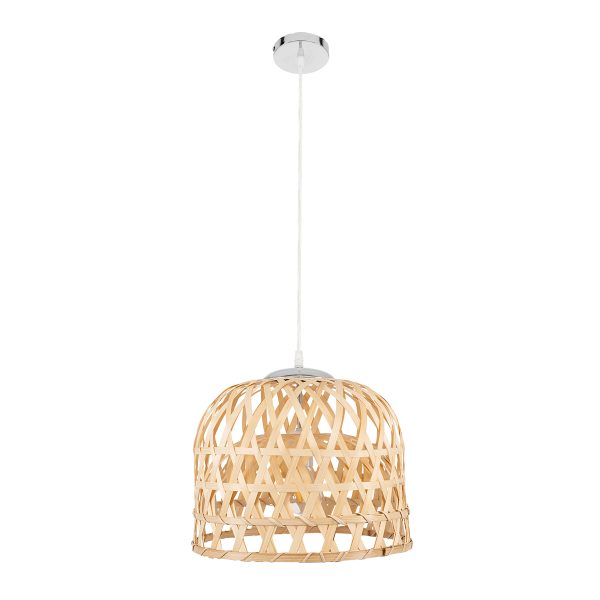 MANGEA 00715 Boho Κρεμαστό Φωτιστικό Πλέγμα Μονόφωτο 1 x E27 IP20 Μπεζ Ξύλο - Μ35 x Π35 x Υ22cm - Image 3