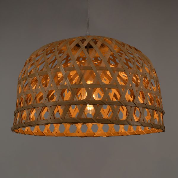 MANGEA 00716 Boho Κρεμαστό Φωτιστικό Πλέγμα Μονόφωτο 1 x E27 IP20 Μπέζ Ξύλο - Μ50 x Π50 x Υ34cm - Image 2