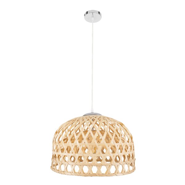 MANGEA 00716 Boho Κρεμαστό Φωτιστικό Πλέγμα Μονόφωτο 1 x E27 IP20 Μπέζ Ξύλο - Μ50 x Π50 x Υ34cm - Image 3