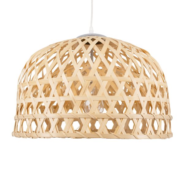 MANGEA 00716 Boho Κρεμαστό Φωτιστικό Πλέγμα Μονόφωτο 1 x E27 IP20 Μπέζ Ξύλο - Μ50 x Π50 x Υ34cm - Image 4