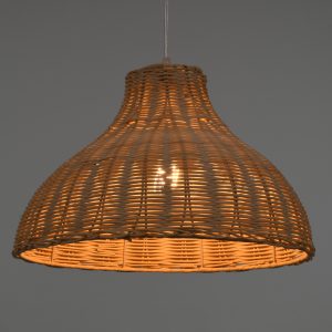 MAYOTTE 00724 Boho Κρεμαστό Φωτιστικό Καμπάνα Μονόφωτο 1 x E27 IP20 Μπεζ Ξύλο – Μ40 x Π40 x Υ28cm