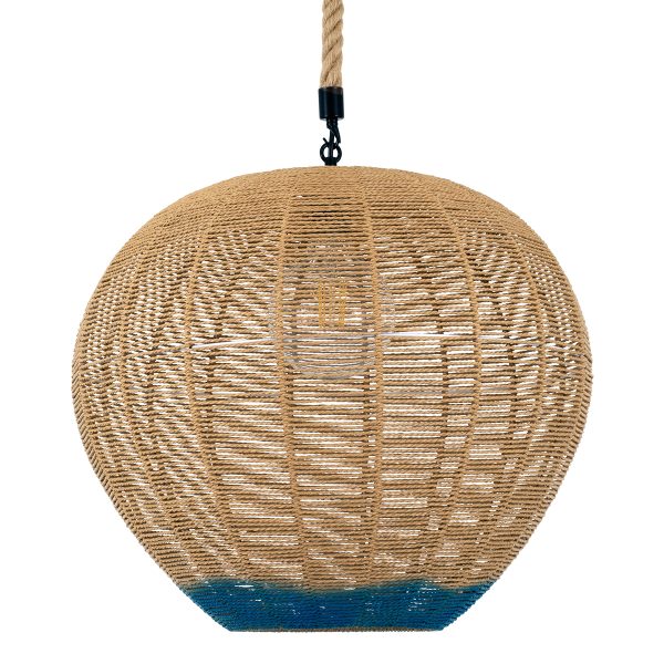 SIMON 00727 Boho Κρεμαστό Φωτιστικό Ανάρτηση Μονόφωτο 1 x E27 IP20 Μπεζ & Μπλε Σχοινί - Μ50 x Π50 x Y47cm - Image 5