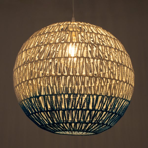 SANTOR 00729 Boho Κρεμαστό Φωτιστικό Μπάλα Μονόφωτο 1 x E27 IP20 Λευκό & Μπλε Σχοινί - Μ50 x Π50 x Y50cm - Image 2