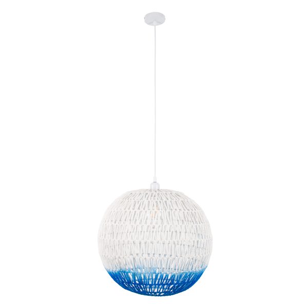 SANTOR 00729 Boho Κρεμαστό Φωτιστικό Μπάλα Μονόφωτο 1 x E27 IP20 Λευκό & Μπλε Σχοινί - Μ50 x Π50 x Y50cm - Image 3