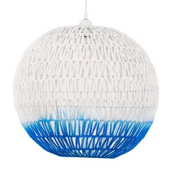 SANTOR 00729 Boho Κρεμαστό Φωτιστικό Μπάλα Μονόφωτο 1 x E27 IP20 Λευκό & Μπλε Σχοινί - Μ50 x Π50 x Y50cm - Image 4