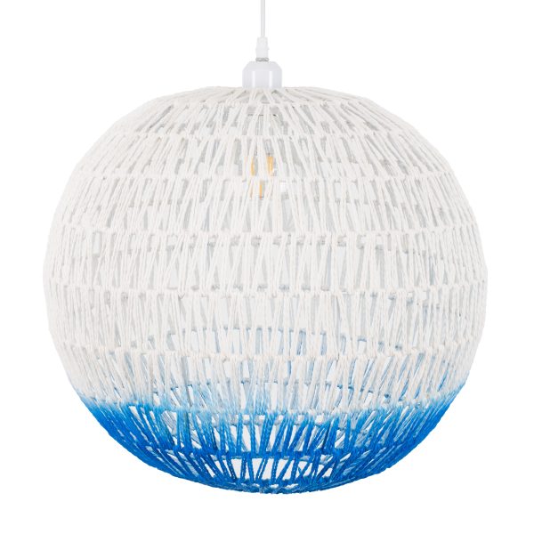 SANTOR 00729 Boho Κρεμαστό Φωτιστικό Μπάλα Μονόφωτο 1 x E27 IP20 Λευκό & Μπλε Σχοινί - Μ50 x Π50 x Y50cm - Image 5
