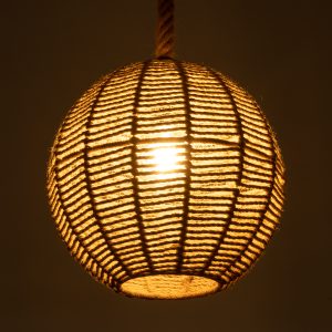 MANDALA 00731 Boho Κρεμαστό Φωτιστικό Πλέγμα Μονόφωτο 1 x E27 IP20 Μπεζ Σχοινί – Μ30 x Π30 x Y30cm