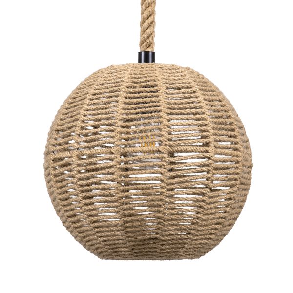 MANDALA 00731 Boho Κρεμαστό Φωτιστικό Πλέγμα Μονόφωτο 1 x E27 IP20 Μπεζ Σχοινί - Μ30 x Π30 x Y30cm - Image 5
