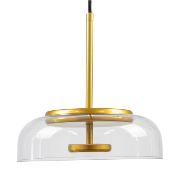 CHARLOTTE 00742 Μοντέρνο Κρεμαστό Φωτιστικό Καμπάνα CREE LED 5W 500lm 180° AC 85-265V IP20 Θερμό Λευκό 2700K Διάφανο Γυαλί με Χρυσό Μέταλλο - Μ23 x Π23 x Υ23cm - 2 Xρόνια Εγγύηση - Image 4