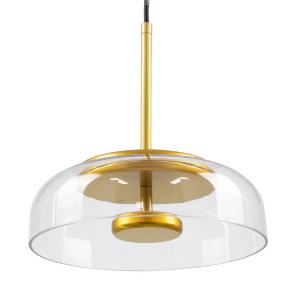 CHARLOTTE 00742 Μοντέρνο Κρεμαστό Φωτιστικό Καμπάνα CREE LED 5W 500lm 180° AC 85-265V IP20 Θερμό Λευκό 2700K Διάφανο Γυαλί με Χρυσό Μέταλλο - Μ23 x Π23 x Υ23cm - 2 Xρόνια Εγγύηση - Image 5