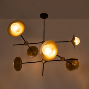 JOLIET 00780 Μοντέρνο Φωτιστικό Οροφής Πλέγμα Πολύφωτο 6 x G9 IP20 Μαύρο & Χρυσό Μέταλλο – Μ93 x Π93 x Υ87cm