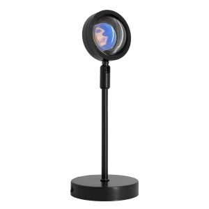 00812 Επιτραπέζιο Φωτιστικό Πορτατίφ LED 12W -lm 180° DC 5V IP20 Μπλε – Μωβ – Ροζ RAINBOW EFFECT Μαύρο Μέταλλο με Διάφανο Πλαστικό – Μ10 x Π10 x Υ26.5cm – 2 Xρόνια Εγγύηση