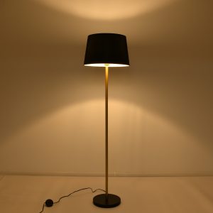 CEDAR 00829 Μοντέρνο Επιδαπέδιο Φωτιστικό Μονόφωτο 1 x E27 IP20 Χρυσό Μέταλλο με Μαύρο Ύφασμα – Μ40 x Π40 x Υ148cm