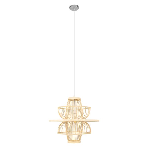 BALI 00861 Boho Κρεμαστό Φωτιστικό Πλέγμα Μονόφωτο 1 x E27 IP20 Μπεζ Ξύλο - Μ45 x Π45 x Υ42.5cm - Image 3