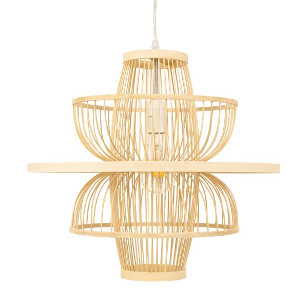 BALI 00861 Boho Κρεμαστό Φωτιστικό Πλέγμα Μονόφωτο 1 x E27 IP20 Μπεζ Ξύλο - Μ45 x Π45 x Υ42.5cm - Image 4