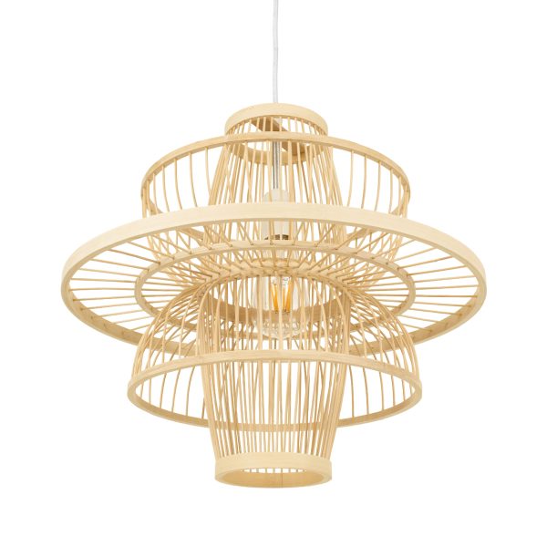 BALI 00861 Boho Κρεμαστό Φωτιστικό Πλέγμα Μονόφωτο 1 x E27 IP20 Μπεζ Ξύλο - Μ45 x Π45 x Υ42.5cm - Image 5