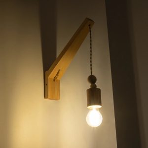 NOVO 00885 Vintage Επιτοίχιο Φωτιστικό Απλίκα Μονόφωτο 1 x E27 IP20 Μπεζ Ξύλο με Μπεζ Σχοινί – Μ7 x Π28 x Υ37cm