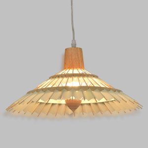 VENTALIA 00897 Boho Κρεμαστό Φωτιστικό Πλέγμα Μονόφωτο 1 x E27 IP20 Μπεζ Ξύλο – Μ40 x Π40 x Y22cm