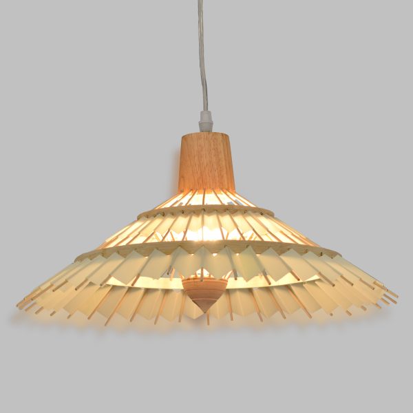 VENTALIA 00897 Boho Κρεμαστό Φωτιστικό Πλέγμα Μονόφωτο 1 x E27 IP20 Μπεζ Ξύλο - Μ40 x Π40 x Y22cm