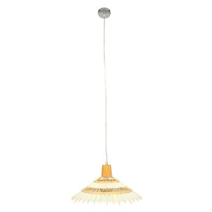 VENTALIA 00897 Boho Κρεμαστό Φωτιστικό Πλέγμα Μονόφωτο 1 x E27 IP20 Μπεζ Ξύλο – Μ40 x Π40 x Y22cm