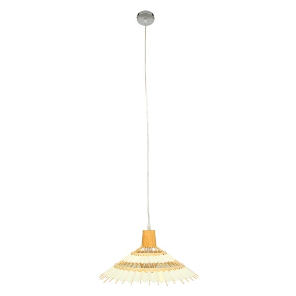 VENTALIA 00897 Boho Κρεμαστό Φωτιστικό Πλέγμα Μονόφωτο 1 x E27 IP20 Μπεζ Ξύλο - Μ40 x Π40 x Y22cm - Image 2