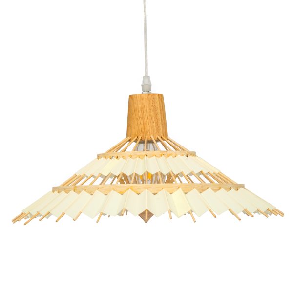 VENTALIA 00897 Boho Κρεμαστό Φωτιστικό Πλέγμα Μονόφωτο 1 x E27 IP20 Μπεζ Ξύλο - Μ40 x Π40 x Y22cm - Image 3