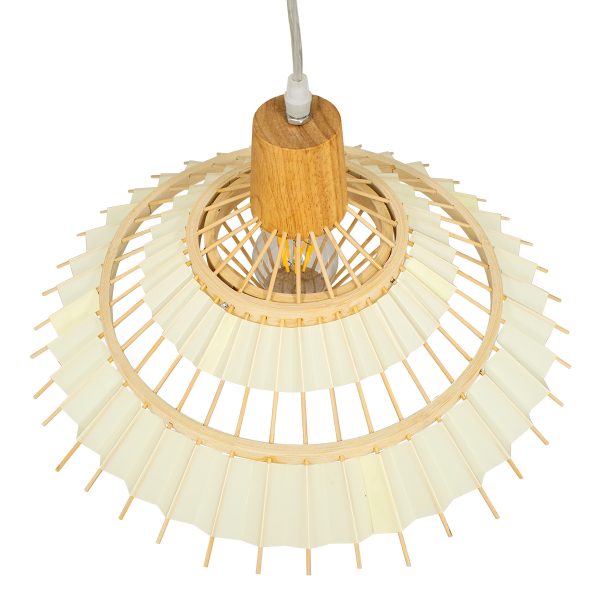 VENTALIA 00897 Boho Κρεμαστό Φωτιστικό Πλέγμα Μονόφωτο 1 x E27 IP20 Μπεζ Ξύλο - Μ40 x Π40 x Y22cm - Image 5