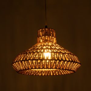 JENSON 00910 Boho Κρεμαστό Φωτιστικό Πλέγμα Μονόφωτο 1 x E27 IP20 Μπεζ Σχοινί – Μ38 x Π38 x Υ24cm