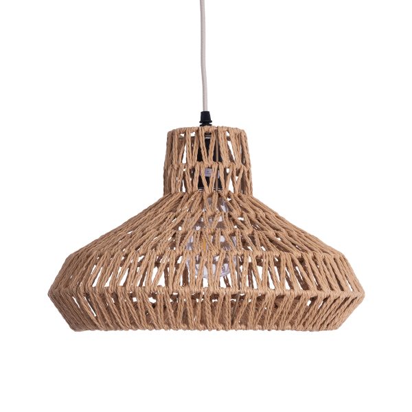 JENSON 00910 Boho Κρεμαστό Φωτιστικό Πλέγμα Μονόφωτο 1 x E27 IP20 Μπεζ Σχοινί - Μ38 x Π38 x Υ24cm - Image 3