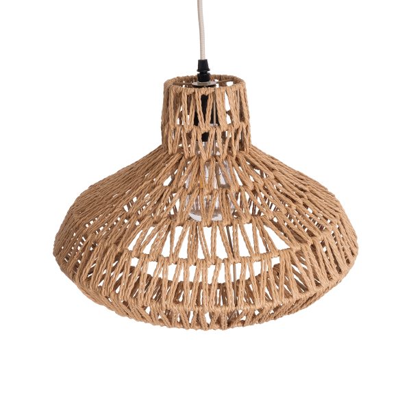 JENSON 00910 Boho Κρεμαστό Φωτιστικό Πλέγμα Μονόφωτο 1 x E27 IP20 Μπεζ Σχοινί - Μ38 x Π38 x Υ24cm - Image 4