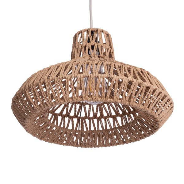 JENSON 00910 Boho Κρεμαστό Φωτιστικό Πλέγμα Μονόφωτο 1 x E27 IP20 Μπεζ Σχοινί - Μ38 x Π38 x Υ24cm - Image 5