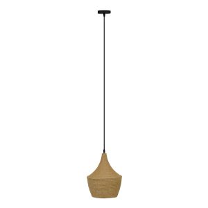 SHANGHAI ROPE 00916 Boho Κρεμαστό Φωτιστικό Καμπάνα Μονόφωτο 1 x E27 IP20 Μπεζ Σχοινί – Μ24 x Π24 x Υ30cm