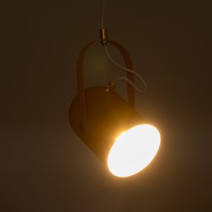 HAZEL 00926 Μοντέρνο Κρεμαστό Φωτιστικό Ανάρτηση Μονόφωτο 1 x E27 IP20 Πορτοκαλί, Λευκό & Χρυσό Μέταλλο – Μ12 x Π12 x Υ27cm