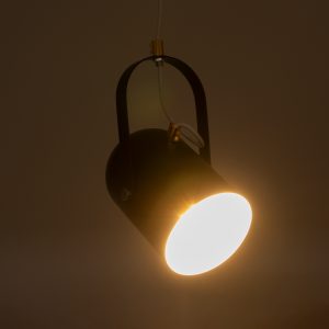 HAZEL 00930 Μοντέρνο Κρεμαστό Φωτιστικό Ανάρτηση Μονόφωτο 1 x E27 IP20 Μαύρο, Άσπρο & Χρυσό Μέταλλο – Μ12 x Π12 x Υ27cm