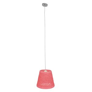 PLAYROOM 00996 Vintage Κρεμαστό Φωτιστικό Καμπάνα Μονόφωτο 1 x E27 IP20 Ροζ Rattan – Μ32 x Π32 x Υ27cm