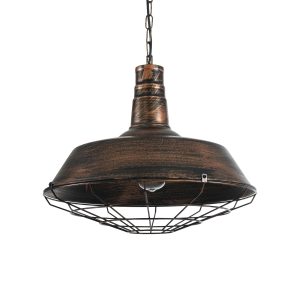 BARN 01045 Vintage Κρεμαστό Φωτιστικό Καμπάνα Μονόφωτο 1 x E27 IP20 Χάλκινο Μέταλλο – Μ46 x Π46 x Υ36cm