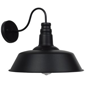 SORD 01053 Vintage Επιτοίχιο Φωτιστικό Απλίκα Μονόφωτο 1 x E27 IP20 Μαύρο Μέταλλο – Μ36 x Π42 x Υ32cm