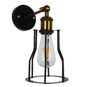CATEL 01054 Vintage Επιτοίχιο Φωτιστικό Απλίκα Μονόφωτο 1 x E27 IP20 Μαύρο & Χρυσό Μέταλλο – Μ26 x Π15 x Υ30cm